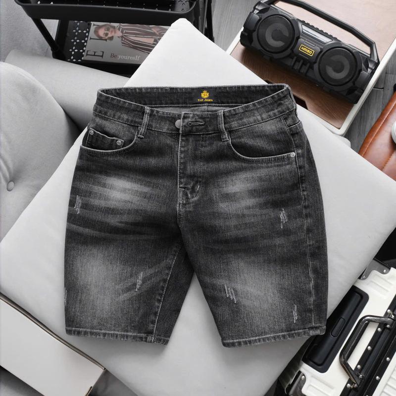[TH-119] Quần Short Jean Nam Cao Cấp,Phom Ngang Gối,Màu Xám Đậm Wash Bạc Cào Xước Freeship Vải Denim Chất Liệu Mềm Mại Co Giãn Tốt Phong Cách Đơn Giản Thời Trang - TH JEAN