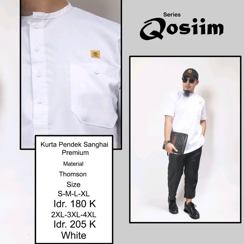al amwa baju koko kurta putih pria muslim dewasa lengan pendek oblong katun thomson nyaman 1