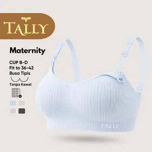 TALLY Bra Menyusui Tanpa Kawat Busa Tipis Bahan Rajut Cup B - D Kait 4 Bra Maternity Nursing BH W81 Sarwendah