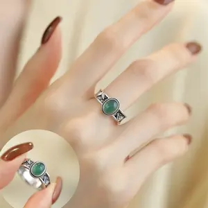 (Bebas beli 2 dapat bonus) C37 COD Cincin bambu giok hijau titanium wanita Korea mewat
