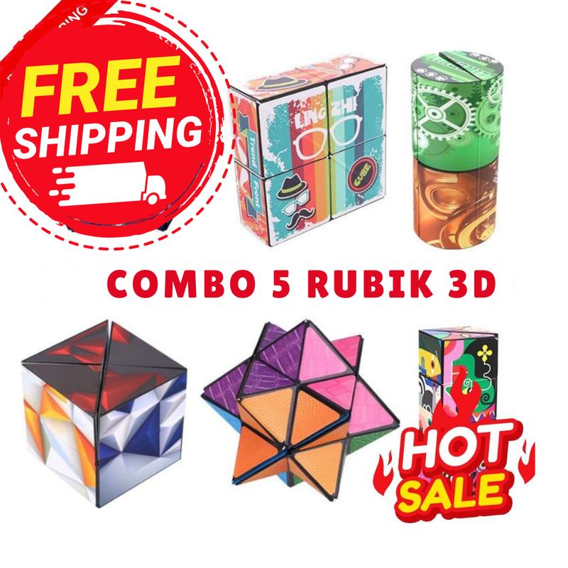   Thanh Lý   Combo 5 Khối Rubik 3D biến hình Rubik biến thể Đồ chơi khối lập phương ma thuật Magic Cube Rubik 3D thay đổi hình dáng Phát triển trí não cho bé rubik bi ế n hình Việt Nam 