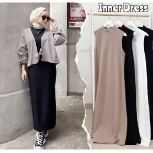 INER Dres Panjang Tanpa Lengan - Inner Dress untuk Tampilan Elegan dan Nyaman