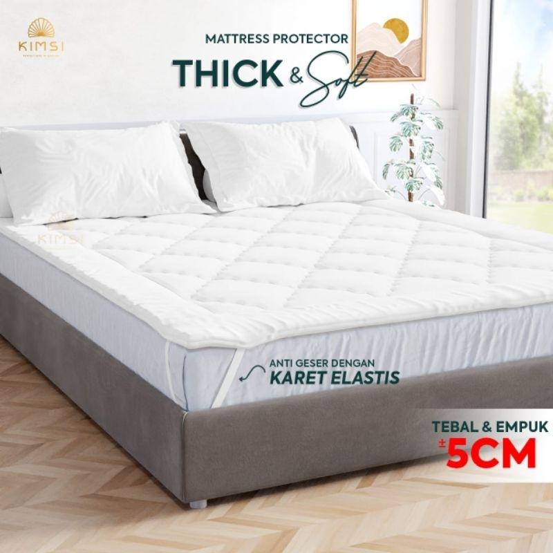 Mattress Topper Protector Mattres protektor Foam Uk 90x200  120x200  160x200  180x200  200x200 Silikon 9Oz Matras Pelindung Kasur Warna Putih 1