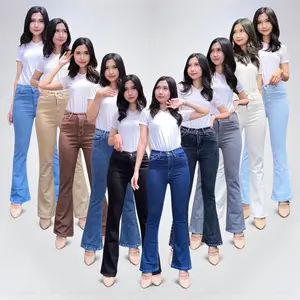 Celana Cutbray Jeans Wanita Highwaist Bahan Adem tebal 12oz Desain Nyaman