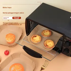 Nampan kertas tahan suhu tinggi untuk penggorengan udara, kertas penyerap minyak, kertas silikon food-grade, kertas penggorengan bulat dan persegi.