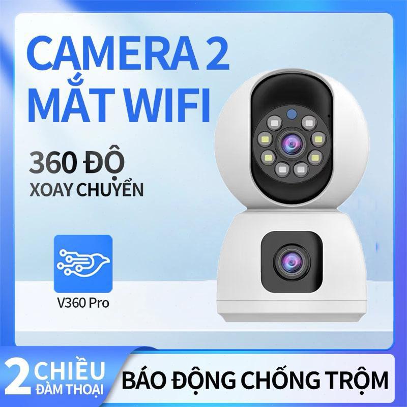 V360 Pro 2 MẮT 2 MÀN HÌNH Camera an ninh 2.4 WIFI FHD 1080P 8+2 LED Xoay 355 độ