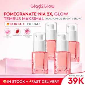 Glad2Glow Brightening Serum Pomegranate 10% Niacinamide Power Bright Serum 17ml | Pencerah Penghilang Flek Hitam Mencerahkan Facial Serum Glowing Essence Retinol Peeling serum | serum mencerahkan ampuh Skincare