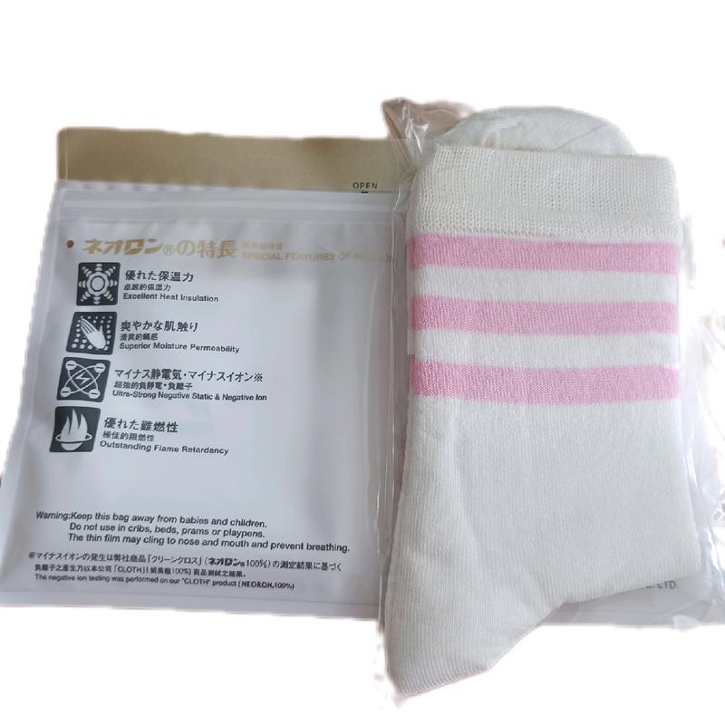 Anion Negative-ion Healthcare Striped Socks Blood circulation Leg 22-24cm School Womenswear Women Lady Reusable Fabric Health Soft Breathable Comfort 0