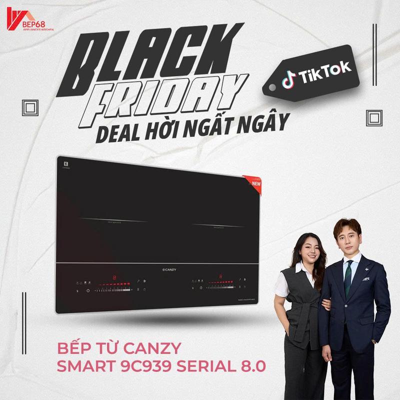 BẾP 68 X KHIBOTANCA Bếp Từ Đôi CANZY SMART 9C939 8.0 Thông Minh Thế Hệ Mới Có Đun Sôi Liu Riu - Inverter Tiết Kiệm Điện - Chống Trào - Chống Cháy