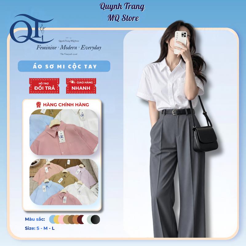 Áo Sơ Mi Nữ Tay Ngắn Kiểu Hàn Quốc Chất Liệu Kaki Form Rộng Trẻ Trung Thoải Mái Thoáng Mát Thấm Hút Mồ Hôi Thêu Hoạ Tiết Con Thỏ