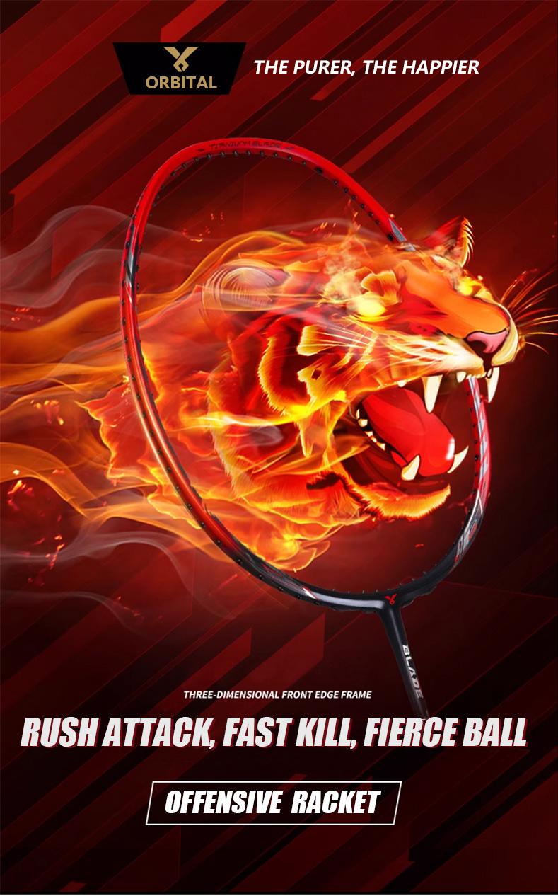 ORBITAL BLADE RAKET BADMINTON FULL CARBON MAX:35LBS 4U (82±2g) Tipe Menyerang Balance 295±3MM