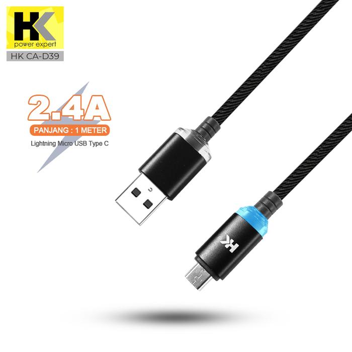 Gambar HK Kabel Data Micro / Type C / Lightning D39 Fast Charging Data Cable Light Series - Micro dari HK Store Elektronik Kab. Tangerang 5 Tokopedia