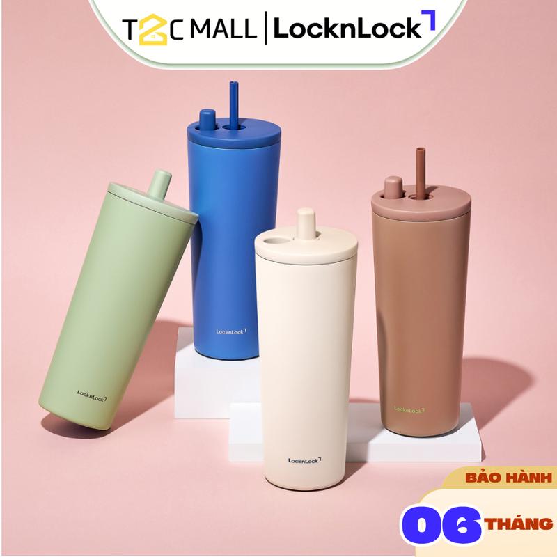 Bình Giữ Nhiệt LocknLock 740ML Dung Tích Lớn Kèm Ống Hút Có Nắp Đậy Phủ Sứ Cao Cấp 4 Màu LHC4156 - T2C Mall