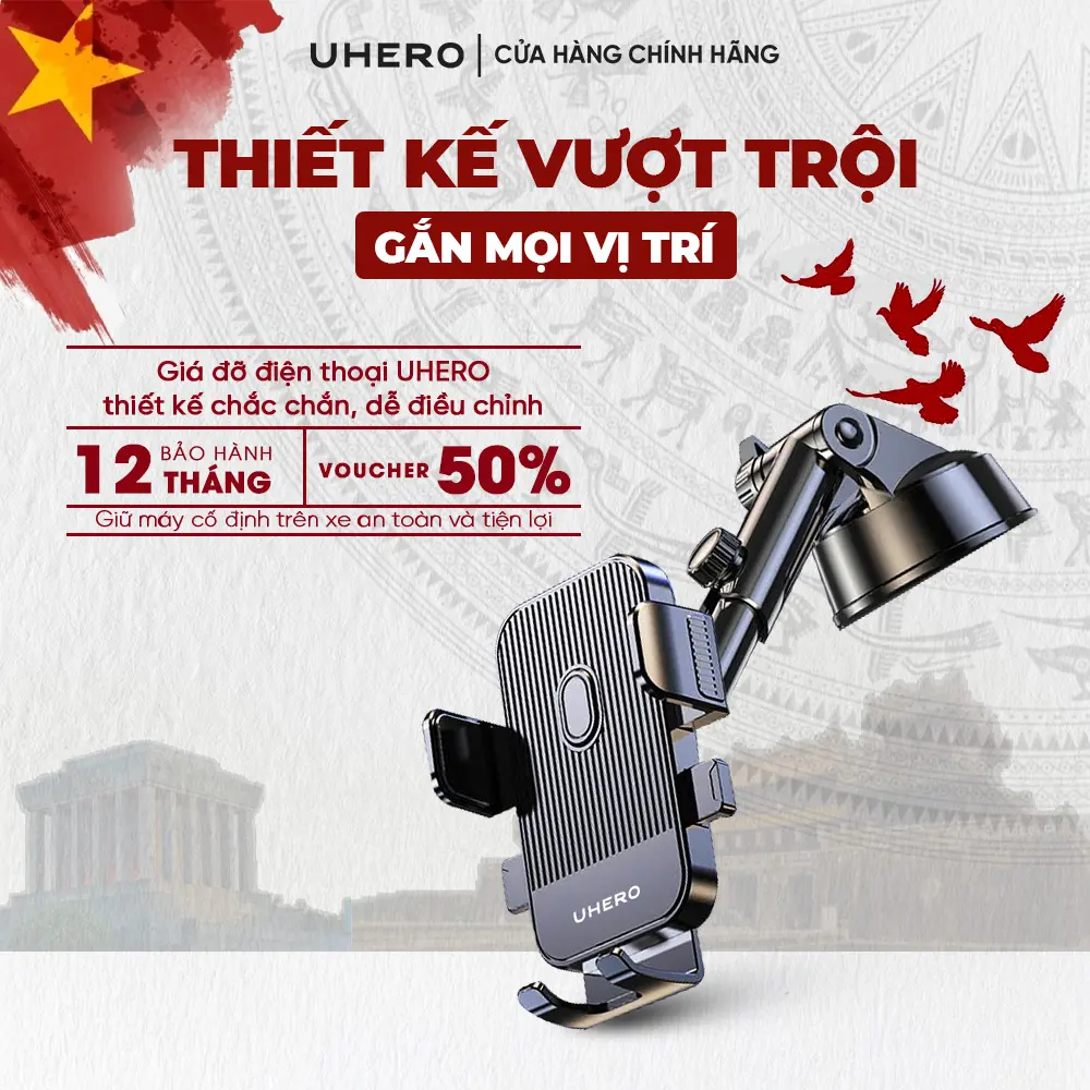UHERO Giá Đỡ Điện Thoại Ô Tô Superior Gắn Taplo Kính Chắn Nắng Cửa Gió Điều Hòa Xoay 360 Độ Nhỏ Gọn Tiện Lợi Phiên Bản Nâng Cấp 2025 Phụ Tùng