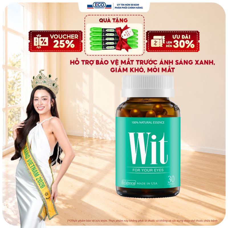 [Hộp 30v] Viên Uống Bổ Mắt WIT Ecogreen Hỗ Trợ Giảm Mỏi Mắt, Bảo Vệ Mắt Trước Ánh Sáng Xanh