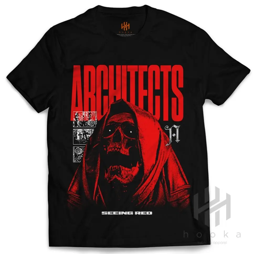 Kaos Architects - Seeing Red Satanic Cat Tshirt Hooka Distro Band Metal Bootleg Katun Combed 24s