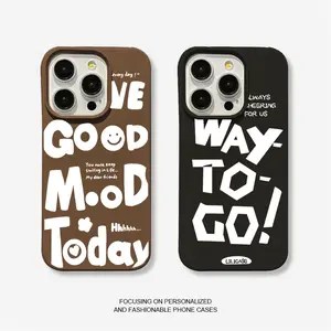 Case sesuai dengan iPhone Huruf seni 11 12 13 14 15 16 Bahan TPU iPhone Kasus ponsel 11 PRO MAX 12 PRO MAX 13 PRO MAX 14 14PLUS 14PRO MAX 15 15PLUS 15PRO MAX 16PRO MAX Casing Desain Mode X XS