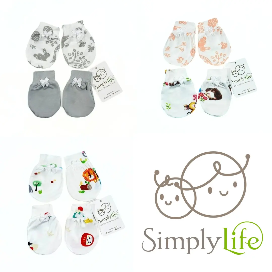 Simply Life | Baby Bamboo 2-pairs Mittens | Bamboo | Ultra Soft | Breathable | Reusable | Anti Bacterial | Anti Odour | Hypoallergenic | Cotton Alternative