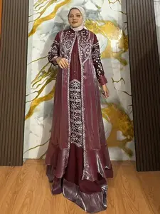Gamis Set Outer Terpisah Mewah Gamis Wanita Lebaran 2025 Up LD 140  Motif Cantik