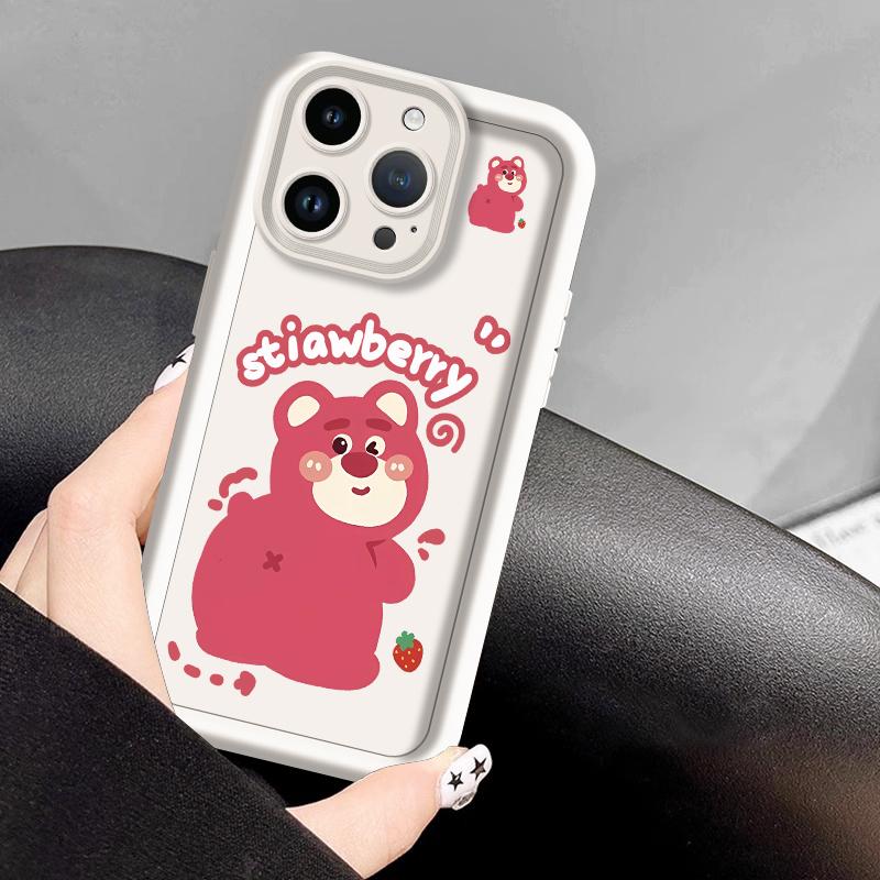 Casing hp softcase  cover cocok untuk semua tipe iphone oppo vivo samsung infinix realme redmi case stiawberry bear JTK0079 2