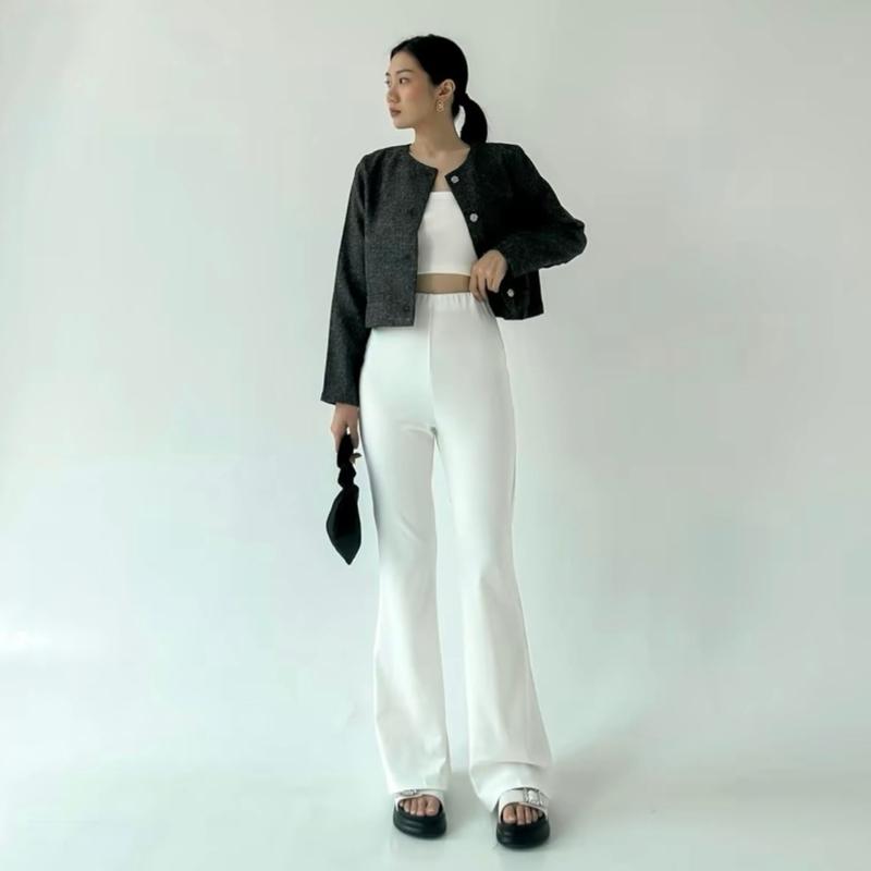 Outfitone - Celana Panjang Highwaist Flare Pants - Highwaist Kulot Cutbray Wanita 7
