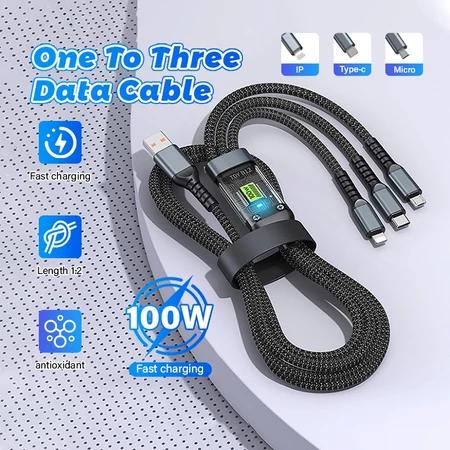capsacnhanh 100w Cáp Sạc Nhanh 3 Đầu Đa Năng Silicon 3 Màu, Dài 1.2m – 3A. Chống Đứt, Chống Rối, Cáp sạc điện thoại, Dây sạc nhanh 3 đầu