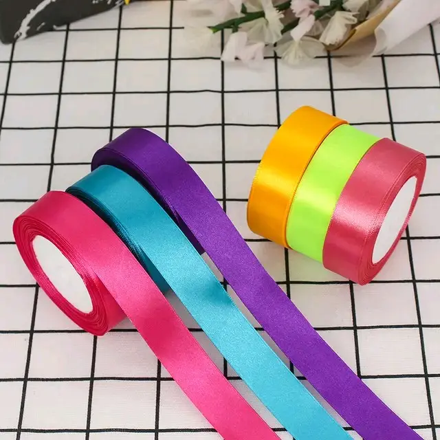 Pita Satin 2,5 cm Per Roll / Pita Satin 25 mm Per Roll Bahan Polyester Halus & Lembut Cocok untuk Dekorasi dan Hiasan 1