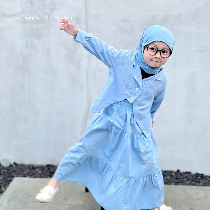 Hanna Skirt by little.hanaaa| Rok Flare Rempel Susun Katun Poplin Anak (1-10 Tahun) dan Dewasa Panjang Anak-Anak Mommy Remaja Perempuan 7