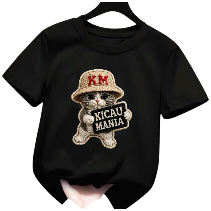 KAOS ANAK UNISEX LAKI-LAKI DAN PEREMPUAN GAMBAR KICAU MANIA TOPI COKLAT 1 PCS