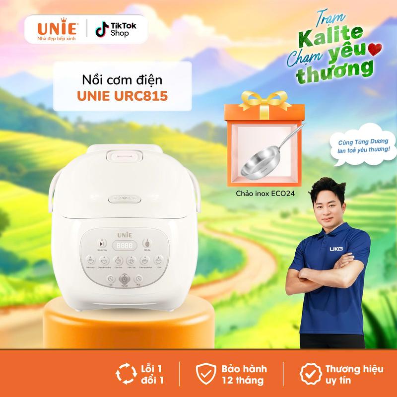   TẶNG CHẢO INOX ECO24  Nồi Cơm Điện Lòng Gốm UNIE Tạo Cháy Giòn Tan Dung Tích 1.5L  Hẹn Giờ 24 Tiếng Chống DÍnh Tự Thân - URC815 