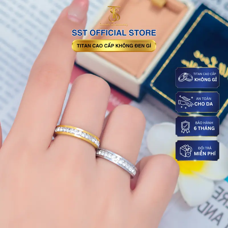 Nhẫn nữ đính đá full vòng sáng lấp lánh | Titan không đen gỉ | SST Official Store N17 5