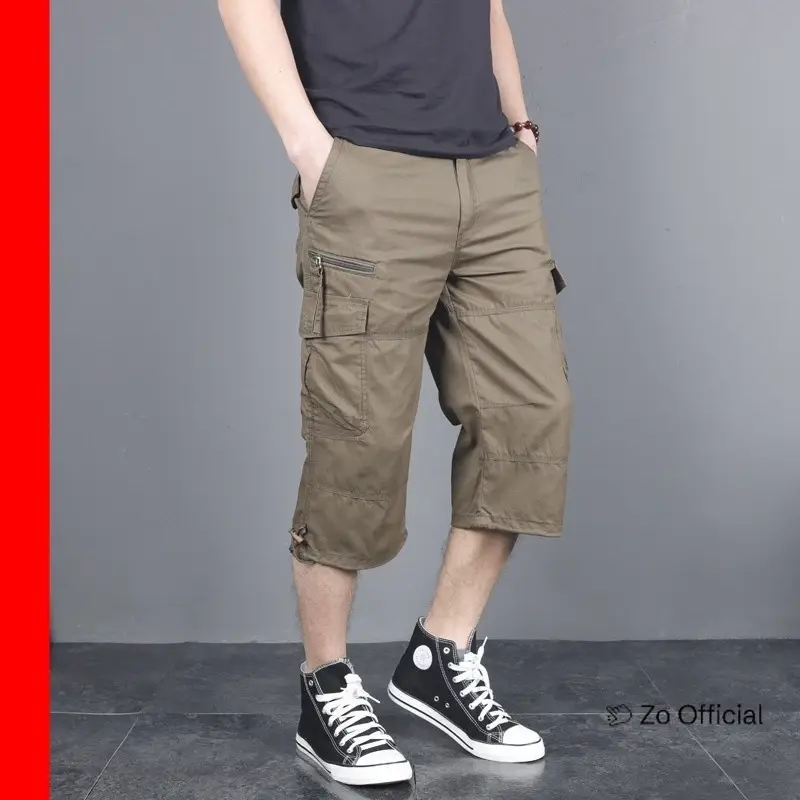 Garvelo Belerizza Celana Pendek Cargo Pria Bahan Katun Chino panjang 3/4 Model Casual Kualitas Distro 1