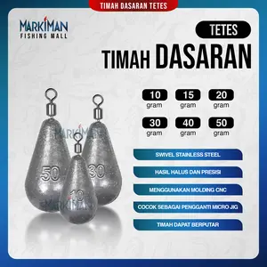 Timah Tetes Putar Markiman Model Tetes Air Swivel Kili Kili 10 15 20 30 40 50 Gram Timah Pancing Timbel Pemberat Pancing Kemasan Bungkus / Pack Mancing Umpan
