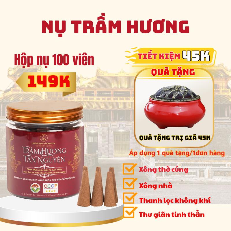 [SALE GIỮA THÁNG] TRẦM HƯƠNG TÂN NGUYÊN, nụ trầm thiên nhiên HỘP 100 VIÊN hương thơm dịu nhẹ, an toàn cho sức khỏe thích hợp XÔNG NHÀ HẰNG NGÀY, quà tặng LƯ XÔNG HẤP DẪN, GIÁ TIẾT KIỆM