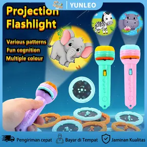 YUNLEOToys Mainan proyektor anak Senter Lampu Malam Dengan 24 Gambar