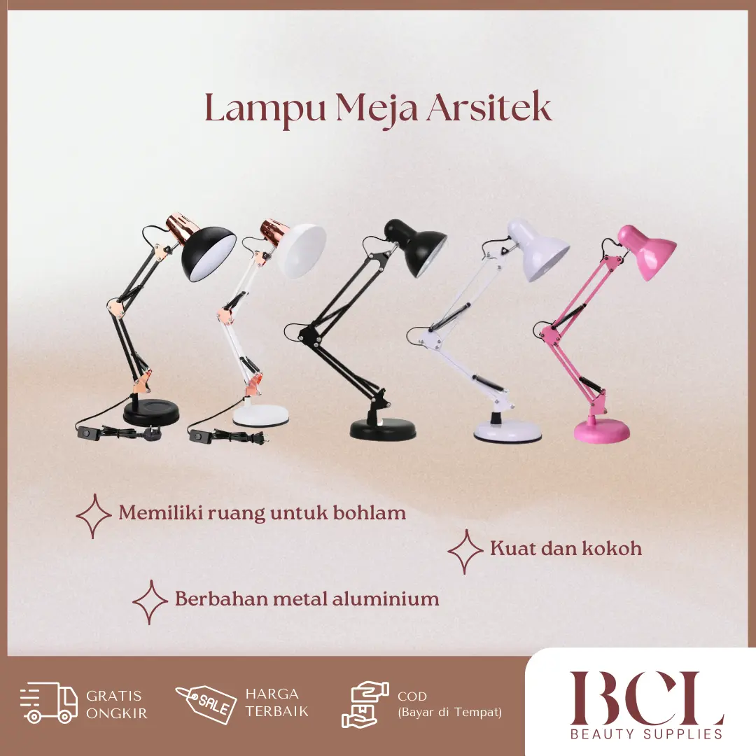 Lampu Meja Arsitek LED Desk Lamp / Lampu Eyelash Extension Nail Art Hitam Putih Pink White
