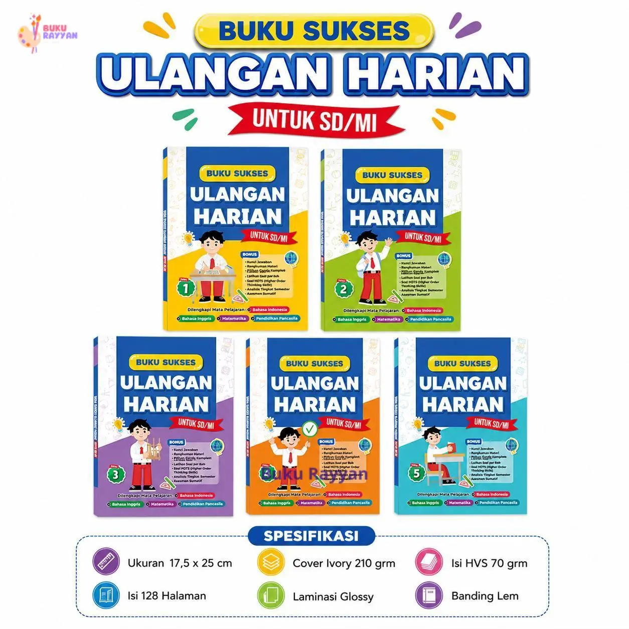 Buku Sukses Ulangan Harian SD/MI Kelas 1 2 3 4 5 - Kurikulum Merdeka 5 Mapel Utama + Barcode QR