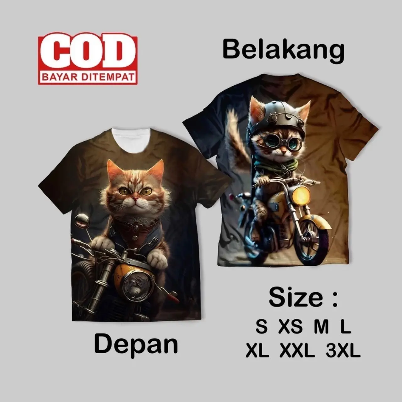 TSHIRT FULL PRINT CAT GEMOY | KAOS KUCING SULTAN kaos pria Wanita
