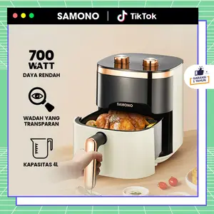 (EKSKLUSIF JORDI ONSU) SAMONO Aesthetic Transparan Air Fryer SNI Hemat Listrik Mesin Penggoreng Tanpa Minyak [SW-AFW04S]