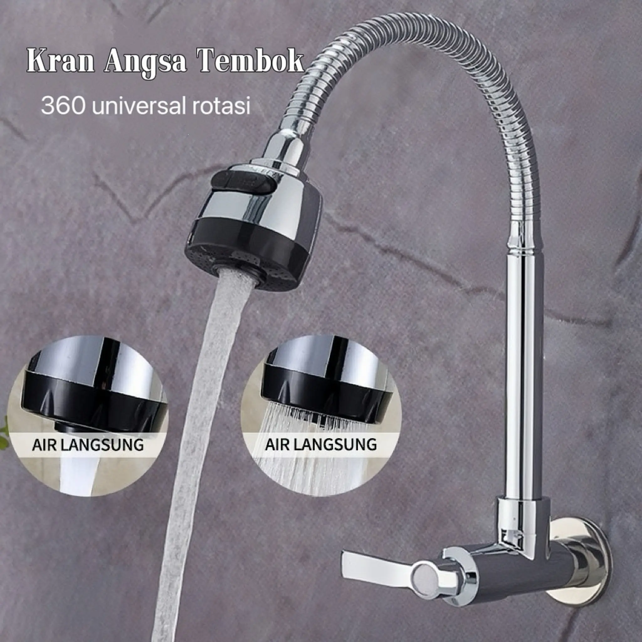 Kran Keran angsa flexible murah leher angsa stainless SUS 304 premium quality / Kran Flexible Tembok 360 Derajat Putar 2 model Pancuran air Ukuran drat 1/2 inch