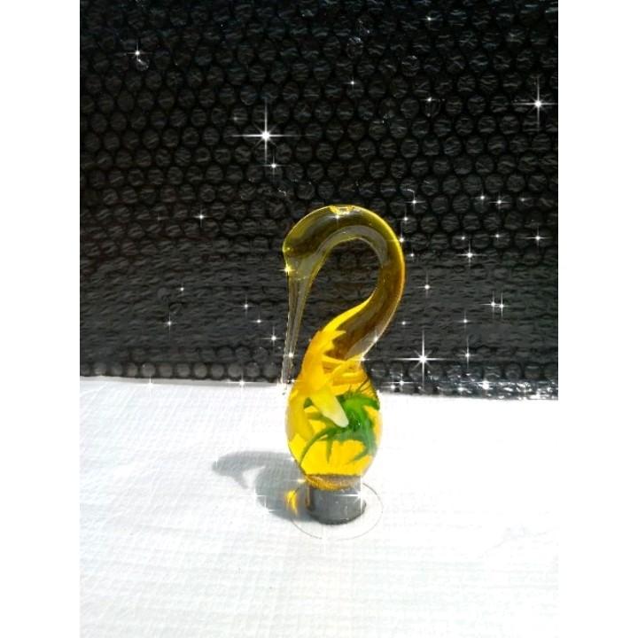 Hiasan Pajangan Souvenir Prakarya Kaca Bentuk Ornamen Bangau 4
