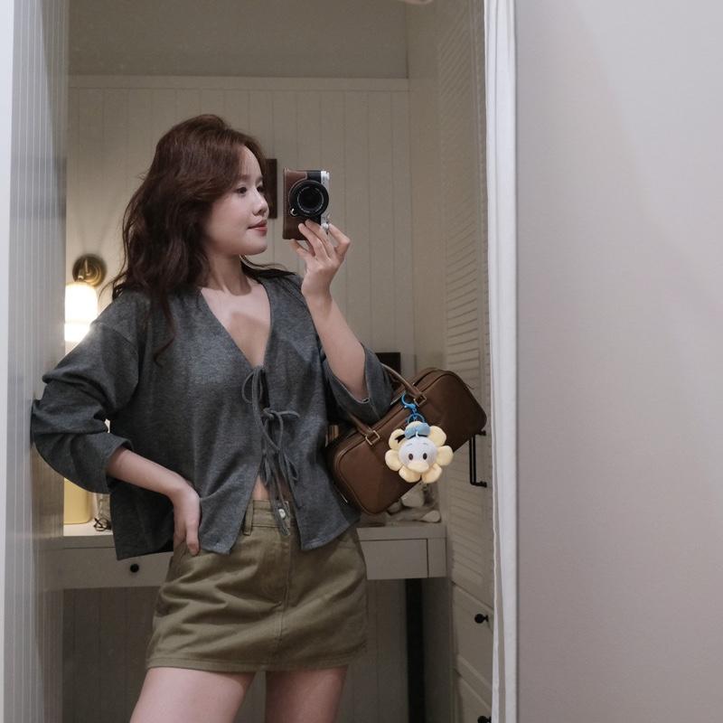 TẶNG KÈM ÁO QUÂY Áo khoác cardigan nỉ tăm buộc nơ A2999 Nana21 Nanastore21 Nữ Woman