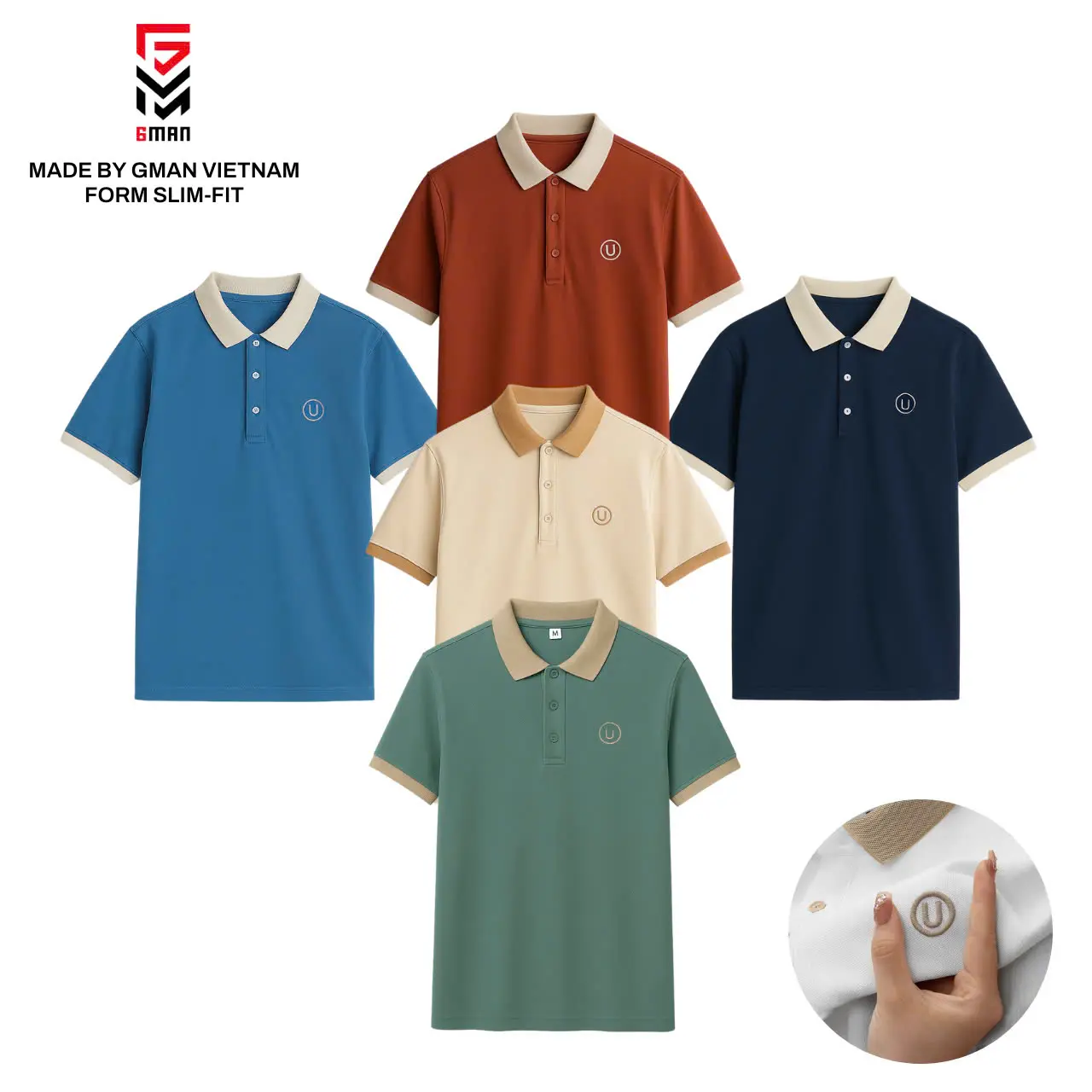 Áo thun polo thêu nam nữ cổ bẻ thêu chữ U sang trọng cao cấp nhất của nhà Urano, vải cá sấu poly Hàn co giãn 4 chiều nhiều màu