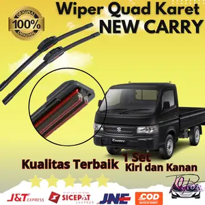 Wiper Quad Karet  4 karet Mobil Suzuki New Carry Pickup Frameless 1 Set Kiri dan Kanan Tanpa Rangka Besi Blade Kaca Karet