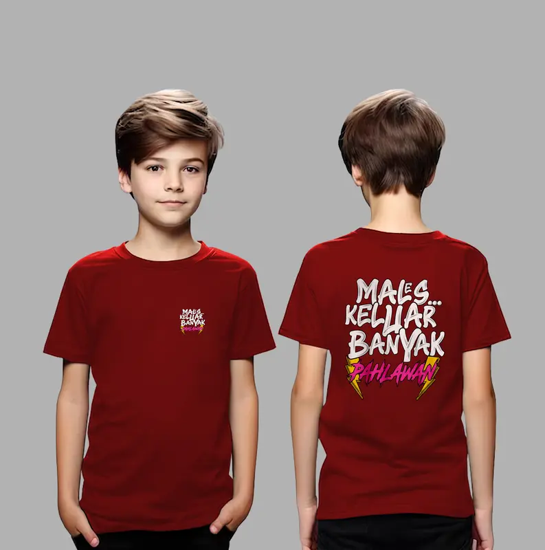 Kaos Anak Kata Kata MALES KELUAR Sablon Depan Belakang 5