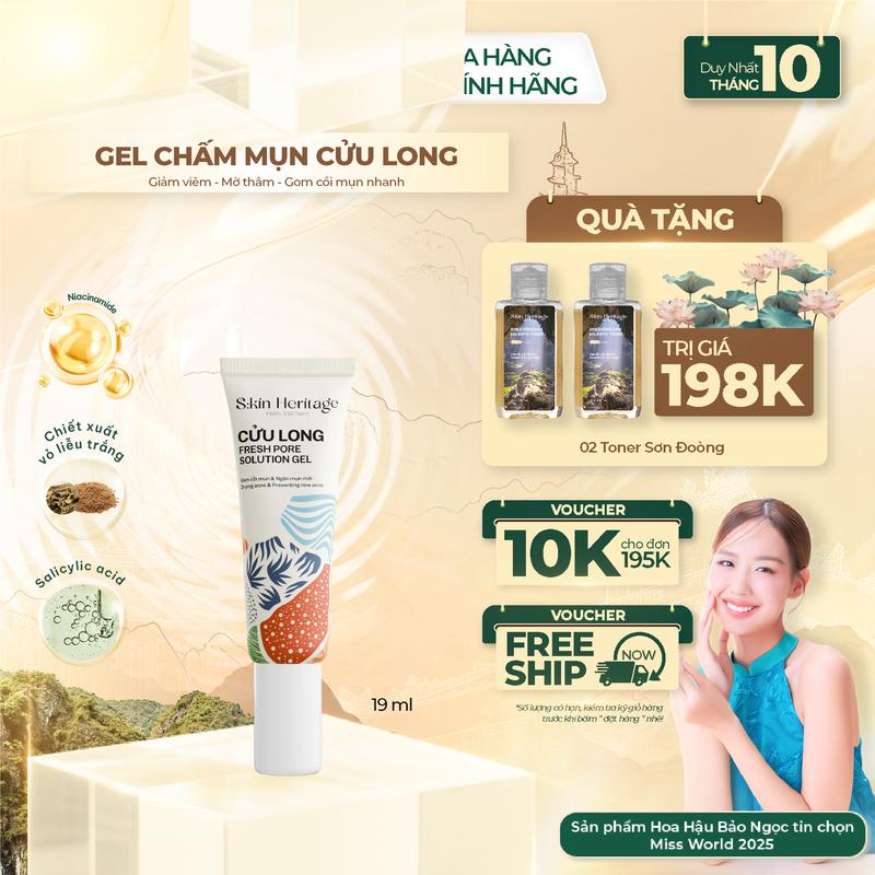 Gel Chấm Mụn Cửu Long Hỗ Trợ Giảm Viêm Mụn Skin Heritage Cửu Long Fresh Pore Solution 19ml