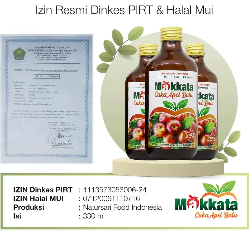 Cuka Apel Asli Murni Original Makkata With The Mother 330ml - Apple Cider Vinegar cuka apel  original 2