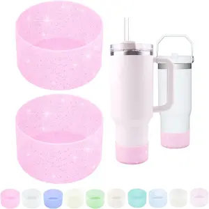 Penutup cangkir silikon glitter warna campuran Stanley Ice Cup alas cangkir air mobil insulasi anti selip portabel luar ruangan