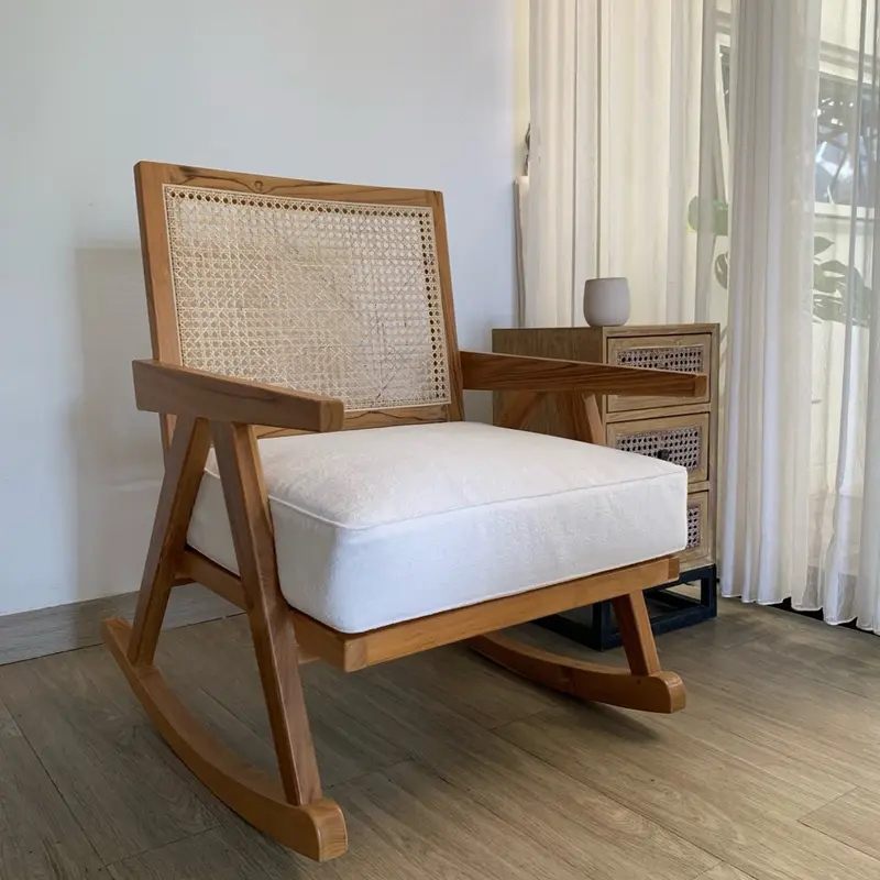 Kursi Goyang Jati Kombinasi Rotan Alam Murah - Furniture 3