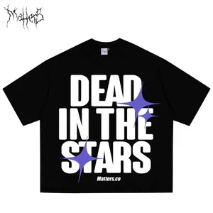 MATTERS Kaos Reguller Pria Heavyweight 30s Dead-Star Hitam Baju Vintage Kaos Skena